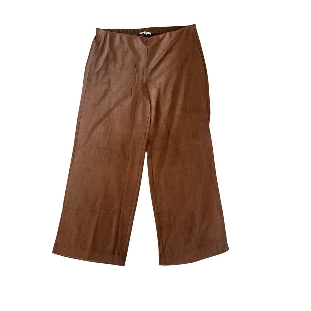 John Paul Richard XL Brown Faux Suede Cropped Wide Leg Pants Ankle Length